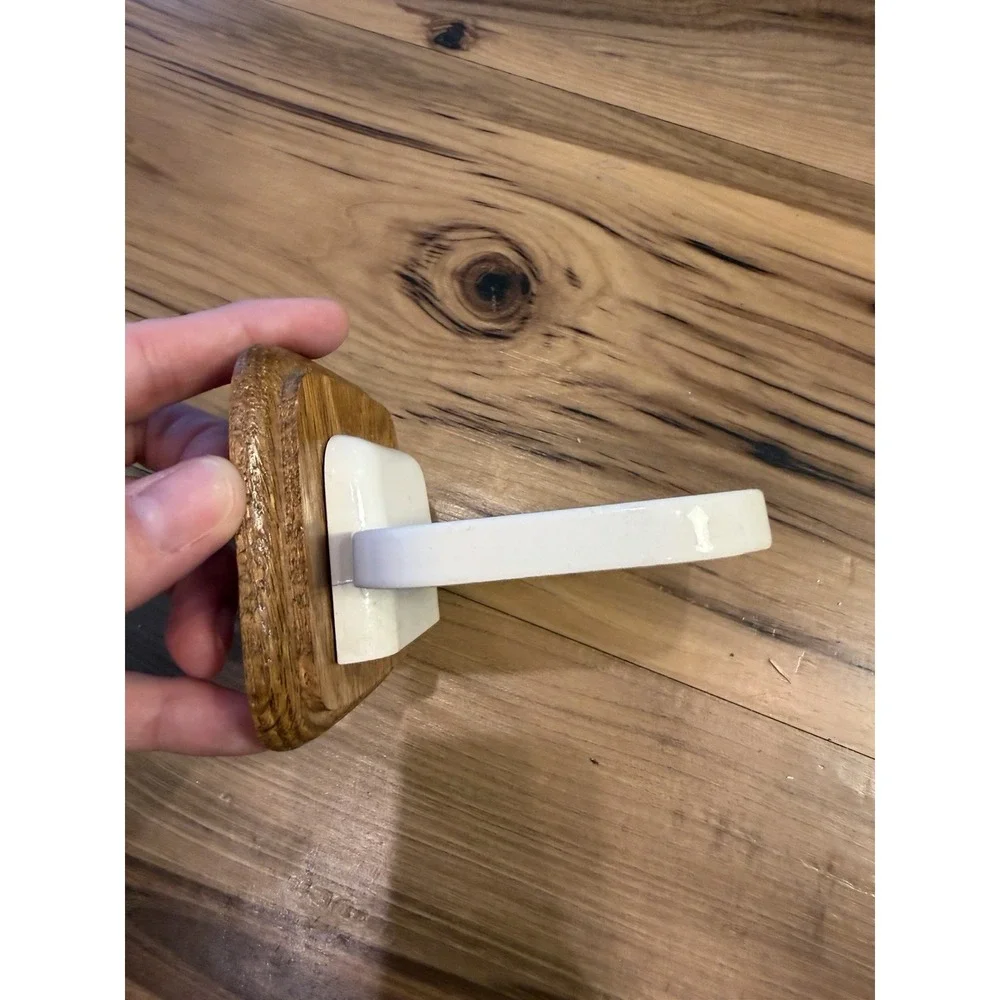 Vintage Wall Mount Soap Dish Cream Plastic Wood Bathroom Retro MCM